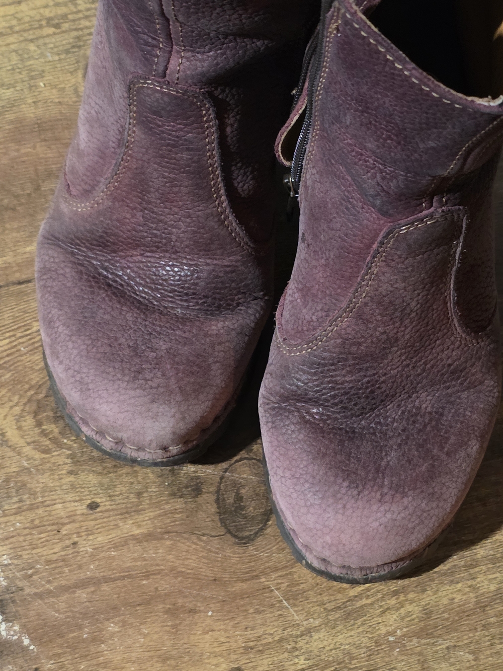 Womens Art Company Purple Distressed Leather Ankle Boots Boho Wedge Heel - Picture 12 of 14